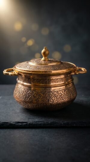 Kashmiri Kandkari Copper Handi with Lid — Hand-Engraved