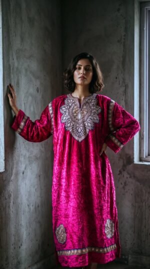 Kashmiri Bota Tilla Crushed Velvet Pheran