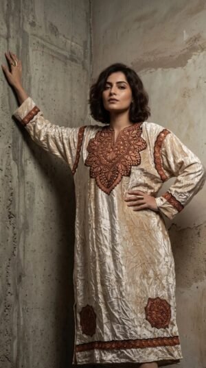 Kashmiri Bota Tilla Crushed Velvet Pheran