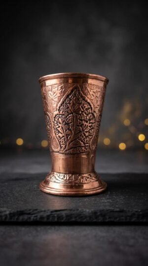 Kashmiri Kandkaer Copper Glasses Set of 6 | Hand-Engraved